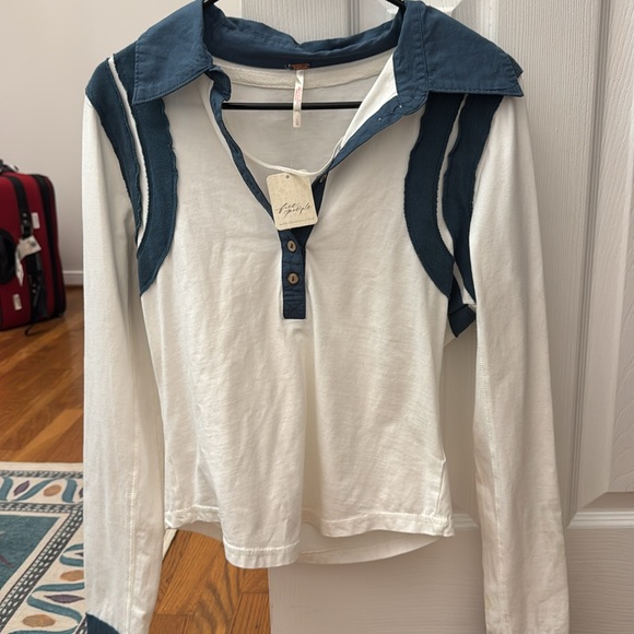 Free People Wednesday Polo long sleeve shirt - Picture 2 of 4
